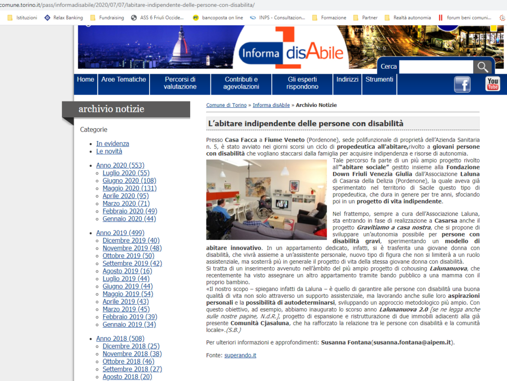 art. informadisabile comune Torino 07.07.2020 1024x770 - La rassegna stampa sul cohousing Laluna