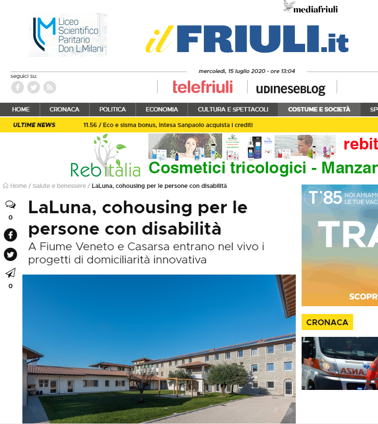 art.il friuli.it 07.07.2020 - La rassegna stampa sul cohousing Laluna