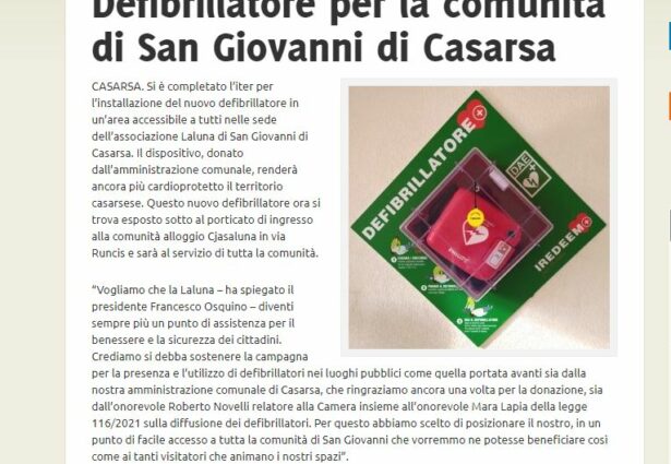 Friulionline 05.11.2021 Defibrillatore1 615x425 - News