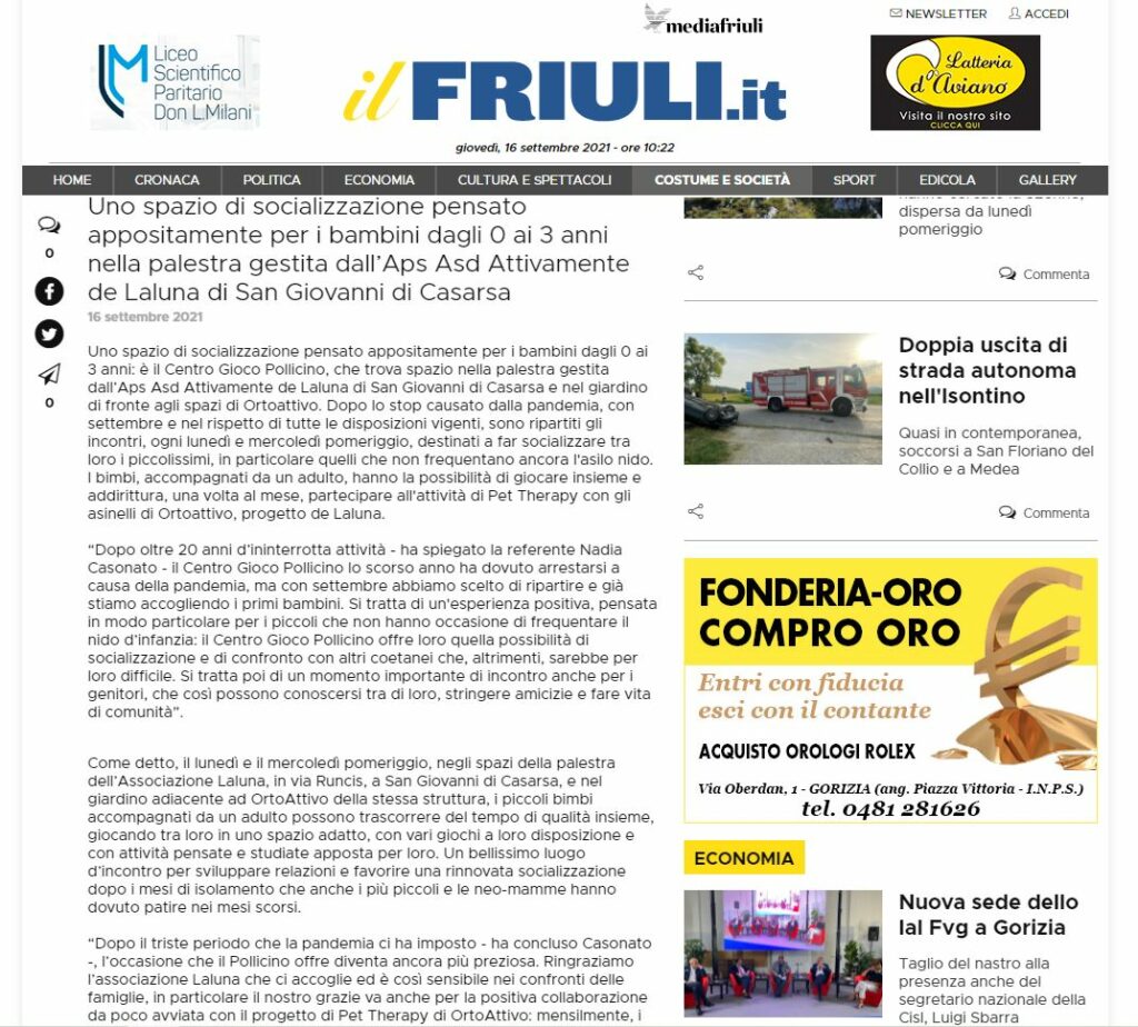 Il Friuli 16.09.2021 Il Pollicino2 1024x924 - Riparte il pollicino