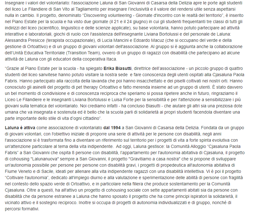 Il Popolo 07.07.2021 Volontariato Le Filandiere 2 - Volontariato liceo le Filandiere