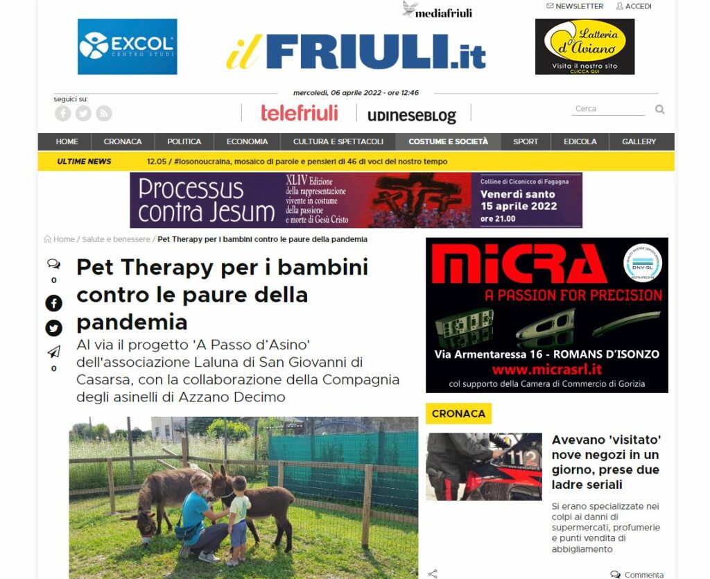 Il Friuli 06.04.2022 PET1 1024x835 - Rassegna stampa Pet Terapy