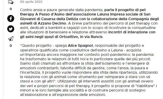 Il Friuli 06.04.2022 PET2 - Rassegna stampa Pet Terapy