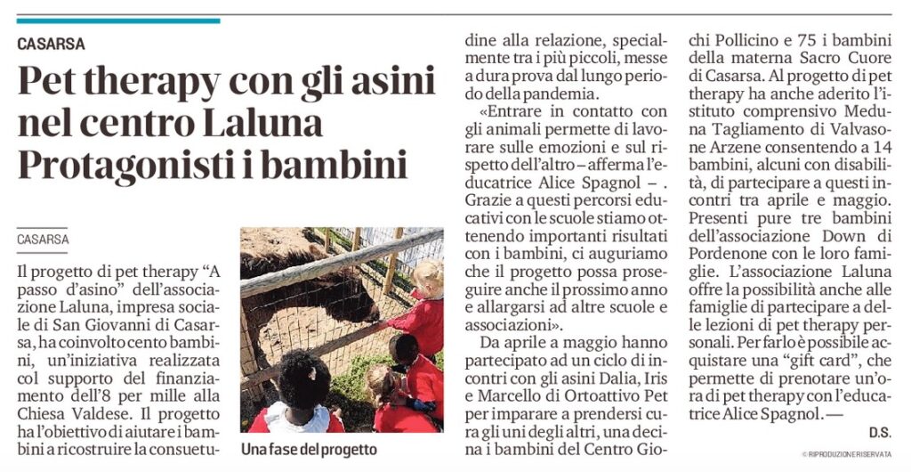 Messaggero Veneto 20.07.2022 1024x530 - Rassegna stampa Pet Terapy