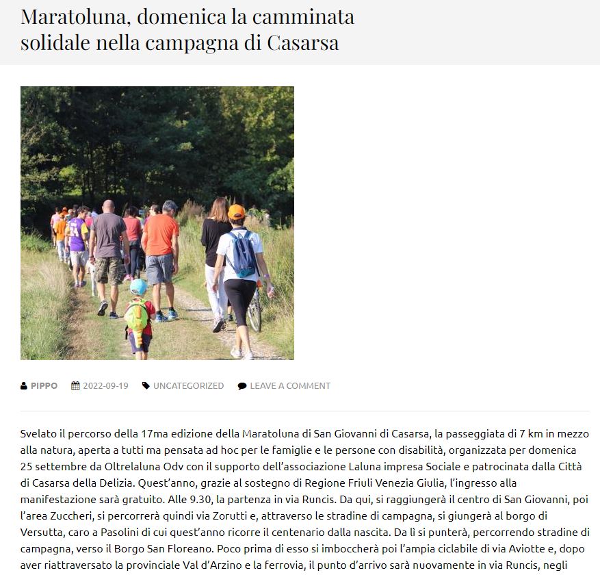 Friulivg 19.09.2022 1 - Rassegna Stampa Maratoluna 2022
