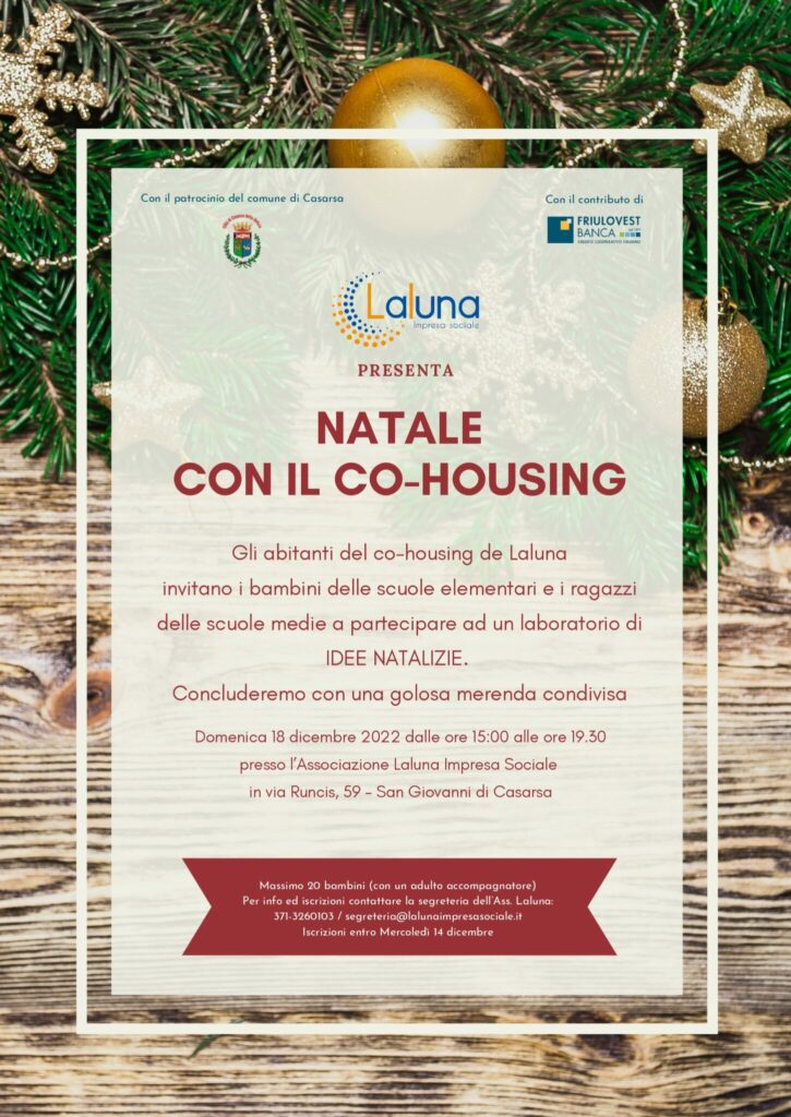 Natale con il cohousing1 725x1024 - Cohousing: il 18 dicembre laboratorio con bambini e ragazzi