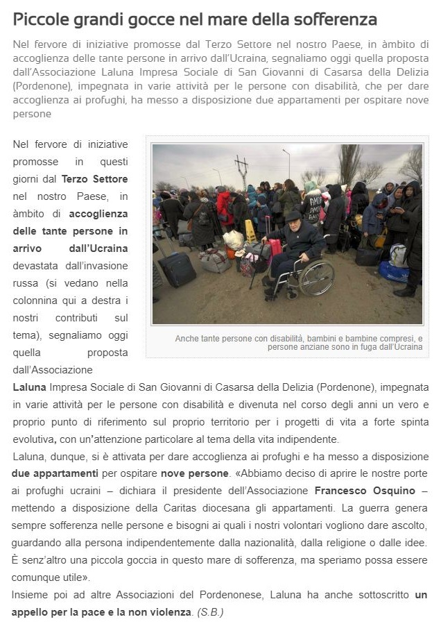 Superando 17.03 accoglienza ucraini - Rassegna stampa accoglienza ucraini