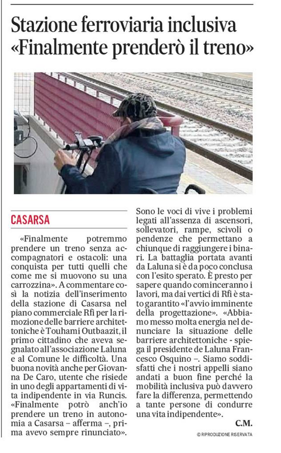 casarsa stazione gazz 18 luglio - Rassegna stampa Via le barriere architettoniche dalla stazione di Casarsa