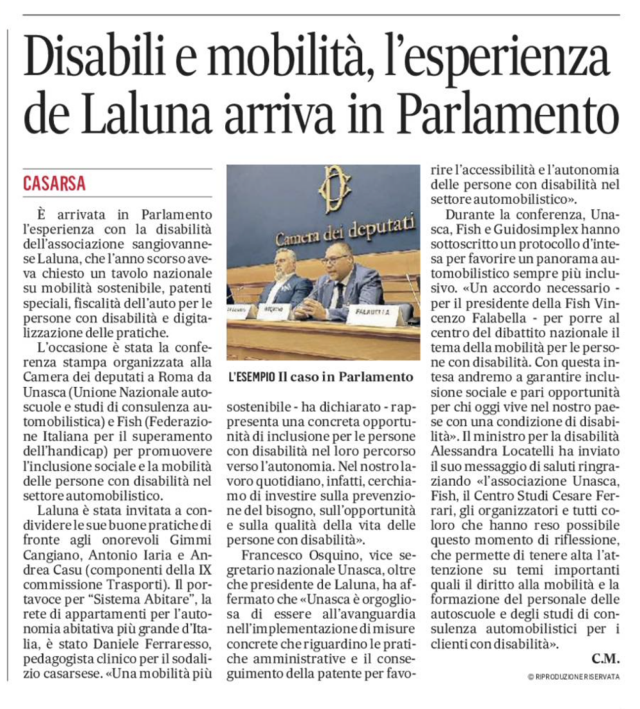 laluna gazz 24 feb 925x1024 - Rassegna Stampa cs Laluna in Parlamento