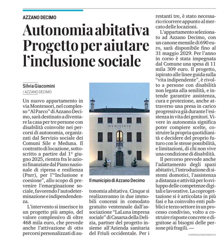 08b062fc 7f91 4bee b342 2332407c026f 945x1024 - Rassegna Stampa Autonomia abitativa Azzano Decimo